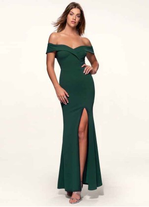 Blush Mark My Valentine Dark Emerald Stretch Crepe Maxi Dress