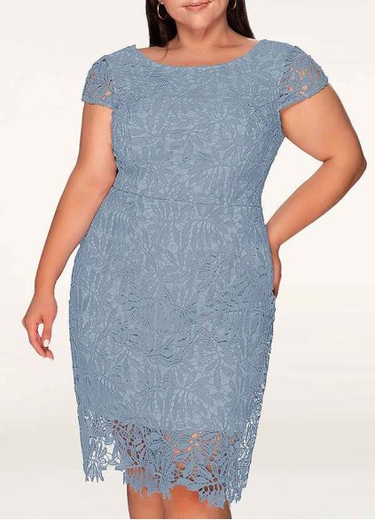 AZ Occasions Heavenly Kiss Dusty Blue Lace Bodycon Short Dress