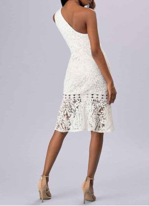 AZ Occasions Every Season Ivory Lace Midi Dress