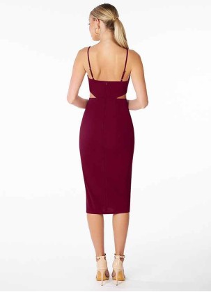 AZ Occasions Midi Stretch Crepe Dress with Side Cutouts and Slit