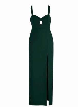 AZ Occasions Maxi Stretch Crepe Dress with Keyhole and Slit