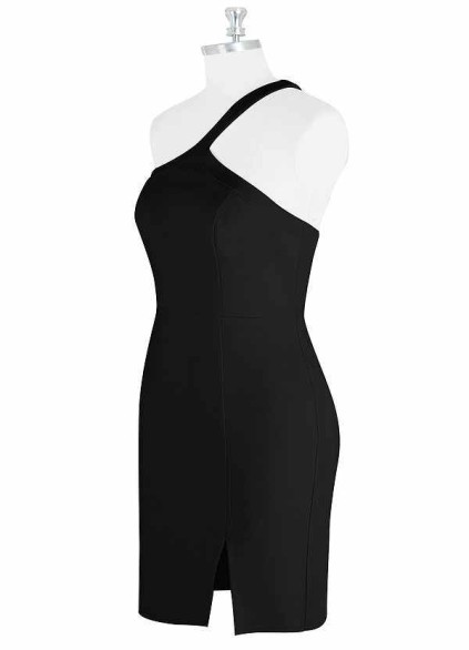 AZ Occasions Mini Stretch Crepe Dress with One Shoulder Strap