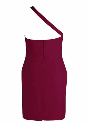 AZ Occasions Mini Stretch Crepe Dress with One Shoulder Strap