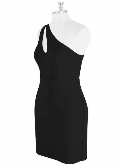 AZ Occasions Mini One Shoulder Stretch Crepe Dress with Keyhole